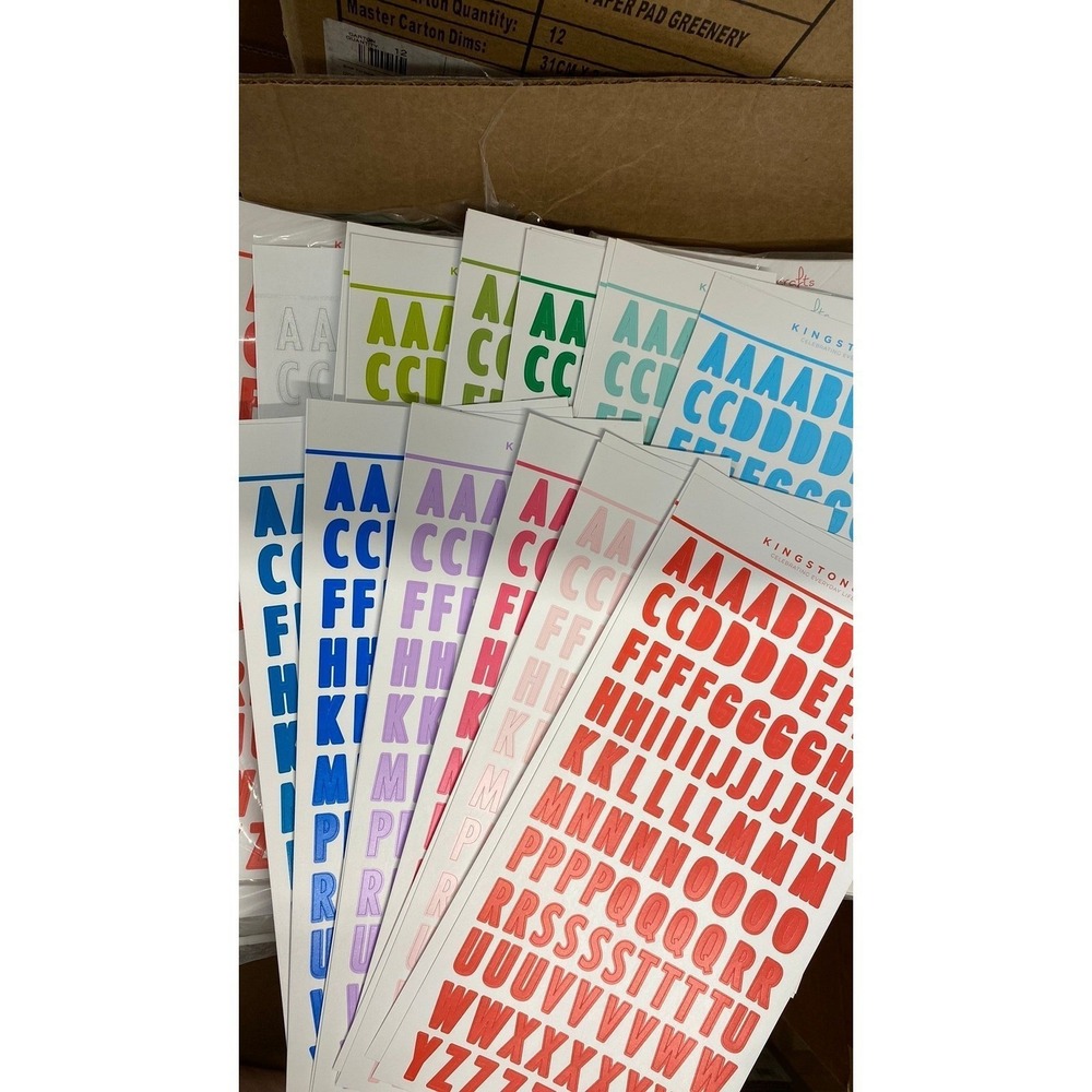 Kingston Crafts Alpha Sticker Set 12 colors, 2 sheets of each color